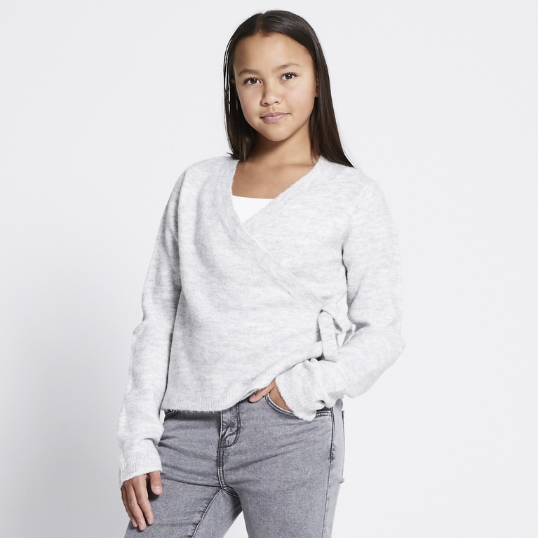 Wrap knit sweater "Bettan" Grey Melange